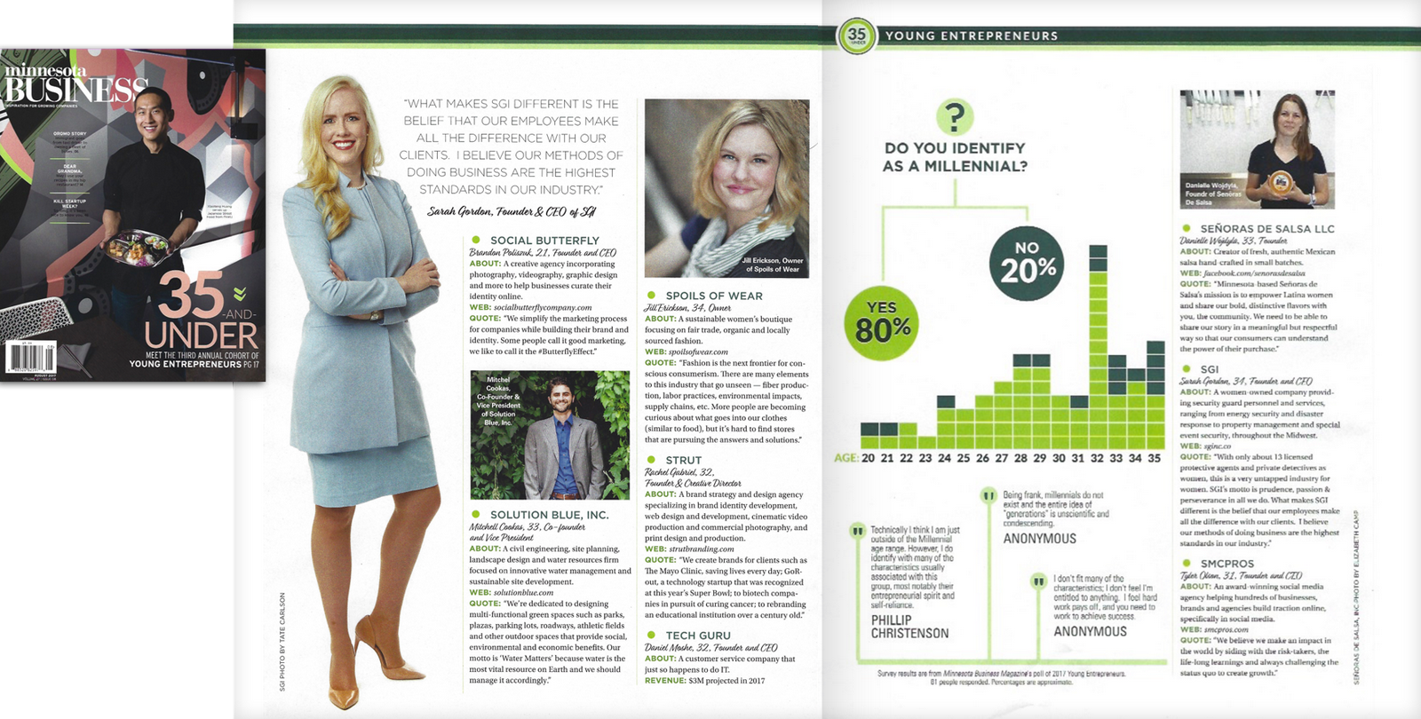 Cover and inside spread of Minnesota Business Magazine